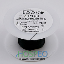 LOOK 5-0 Silk Suture Spool, Black Braid, 25 yd. MFID: SP103